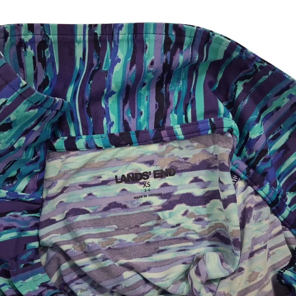 Lands End Rash Guard Cover-Up Womens XS UPF 50+ Pockets Long Sleeve Mini Dress
